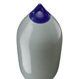 Grey boat fender with Navy-Top, Polyform F-11 angled shot