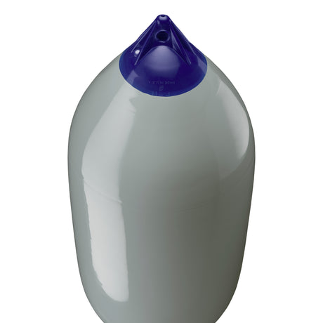 Grey boat fender with Navy-Top, Polyform F-11 angled shot