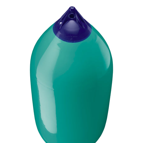 Teal boat fender with Navy-Top, Polyform F-11 angled shot