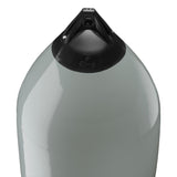 Grey boat fender with Navy-Top, Polyform F-13 angled shot