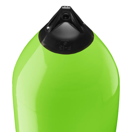 Lime boat fender with Navy-Top, Polyform F-13 angled shot