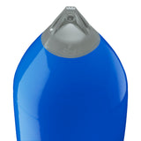 Blue boat fender with Grey-Top, Polyform F-13 angled shot
