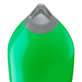 Green boat fender with Grey-Top, Polyform F-13 angled shot