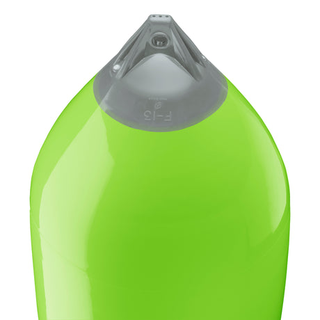 Lime boat fender with Grey-Top, Polyform F-13 angled shot