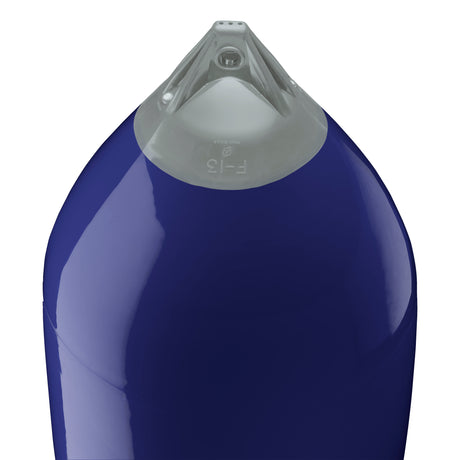 Navy Blue boat fender with Grey-Top, Polyform F-13 angled shot