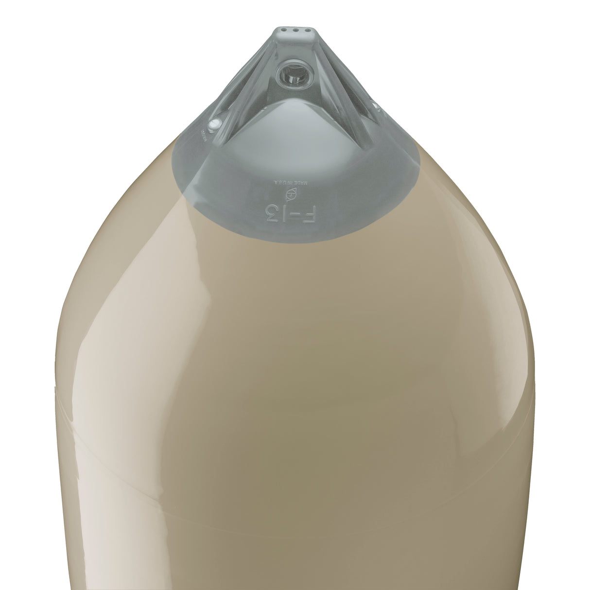 Sand boat fender with Grey-Top, Polyform F-13 angled shot