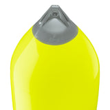 Saturn Yellow boat fender with Grey-Top, Polyform F-13 angled shot