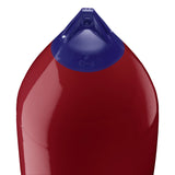 Burgundy boat fender with Navy-Top, Polyform F-13 angled shot