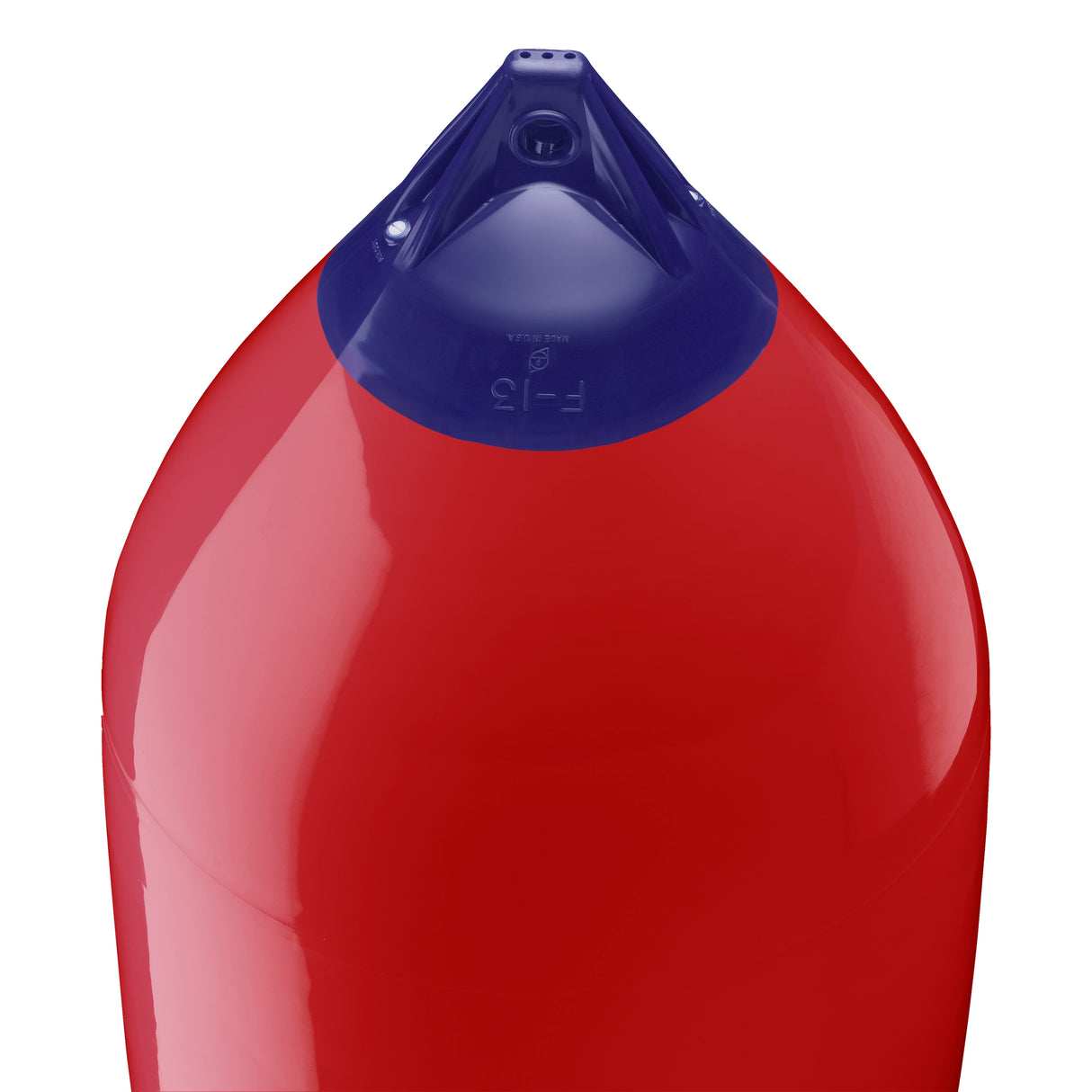 Classic Red boat fender with Navy-Top, Polyform F-13 angled shot