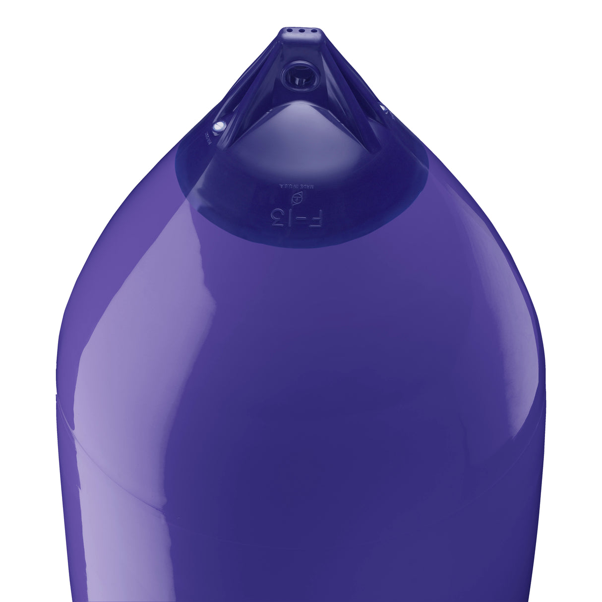 Purple boat fender with Navy-Top, Polyform F-13 angled shot
