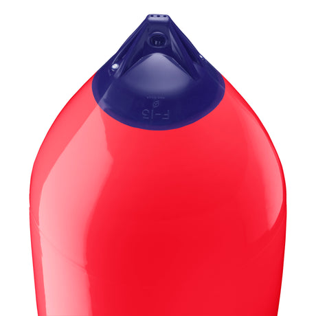 Red boat fender with Navy-Top, Polyform F-13 angled shot