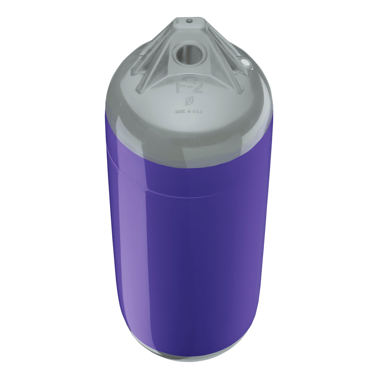 Purple boat fender with Grey-Top, Polyform F-2 angled shot