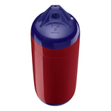 Burgundy boat fender with Navy-Top, Polyform F-2 angled shot