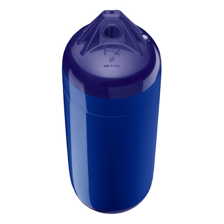 Cobalt Blue boat fender with Navy-Top, Polyform F-2 angled shot