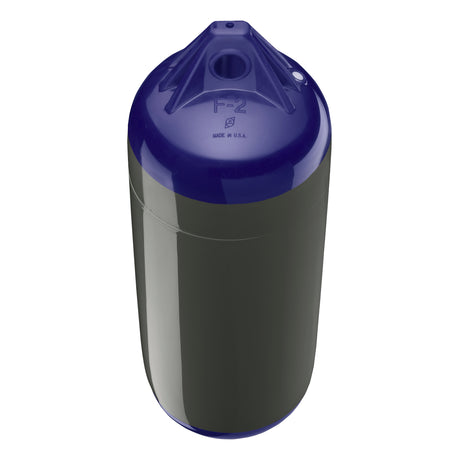 Graphite boat fender with Navy-Top, Polyform F-2 angled shot