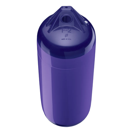 Purple boat fender with Navy-Top, Polyform F-2 angled shot