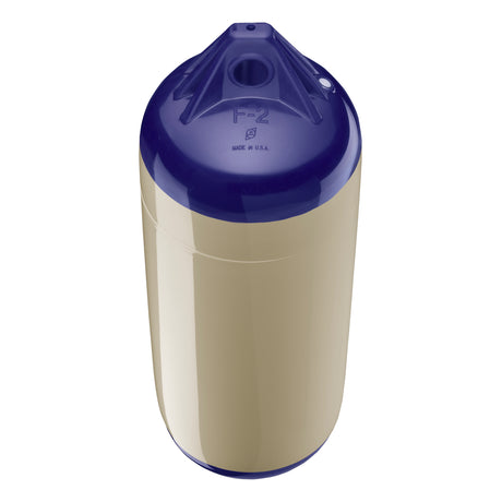 Sand boat fender with Navy-Top, Polyform F-2 angled shot