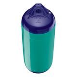 Teal boat fender with Navy-Top, Polyform F-2 angled shot