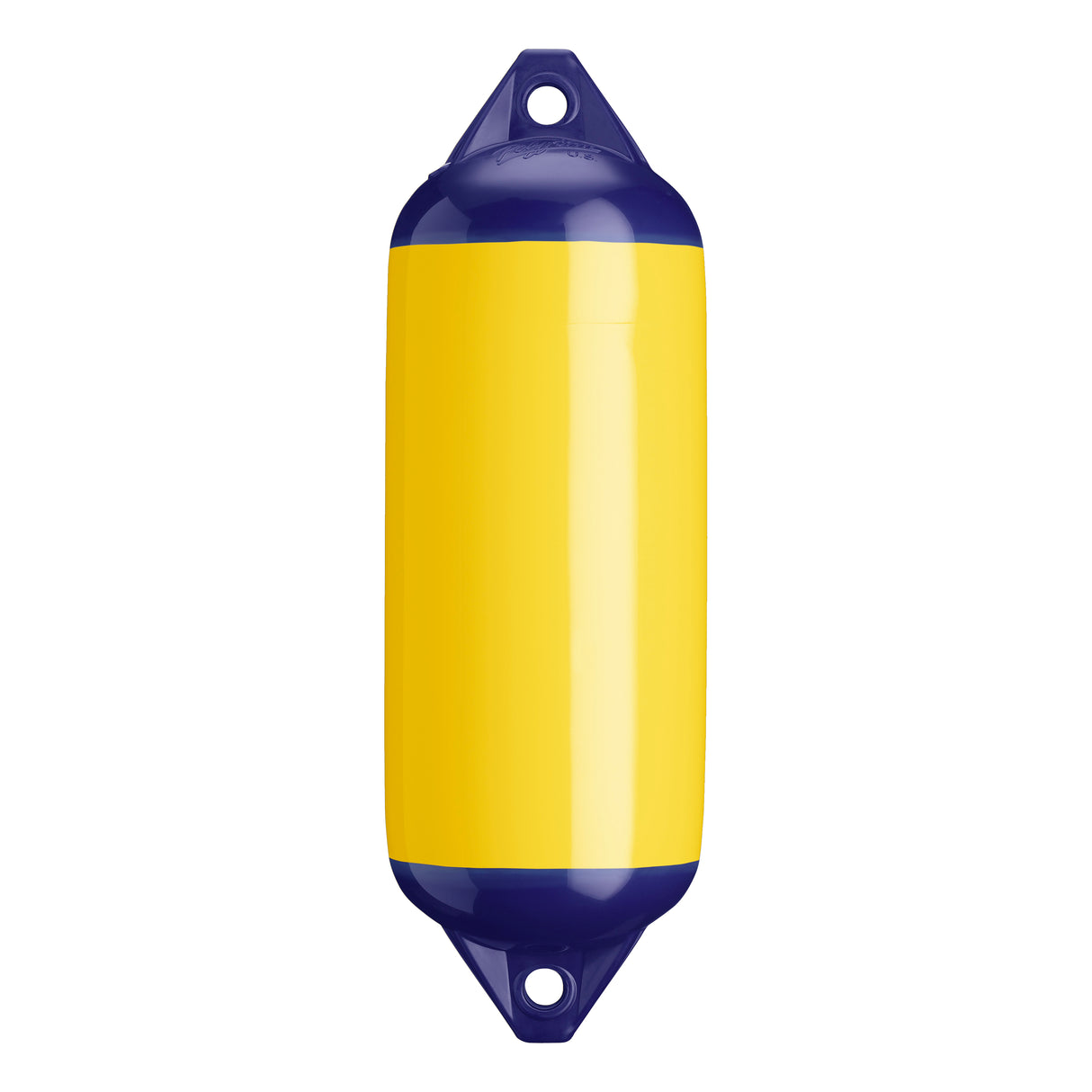 Yellow boat fender with Navy-Top, Polyform F-2 