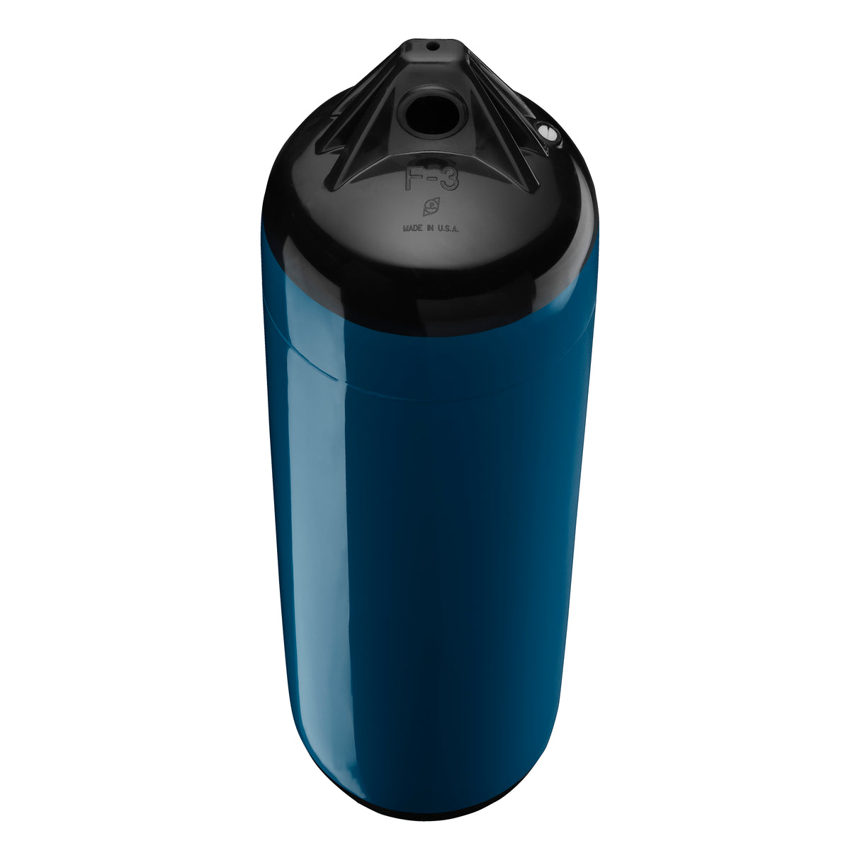 Catalina Blue boat fender with Black-Top, Polyform F-3 angled shot