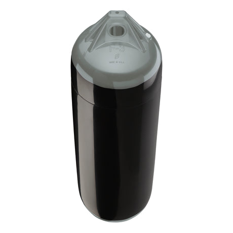 Black boat fender with Grey-Top, Polyform F-3 angled shot