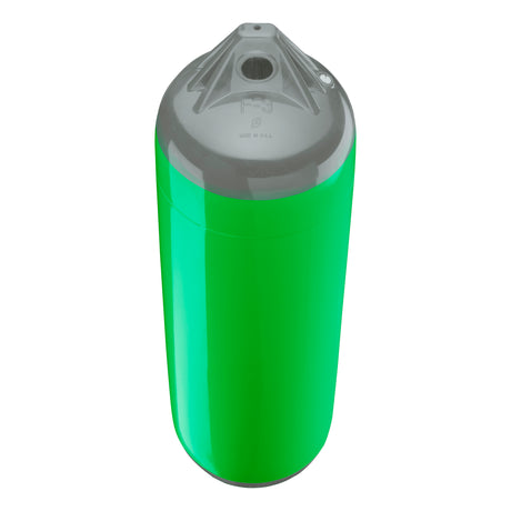 Green boat fender with Grey-Top, Polyform F-3 angled shot
