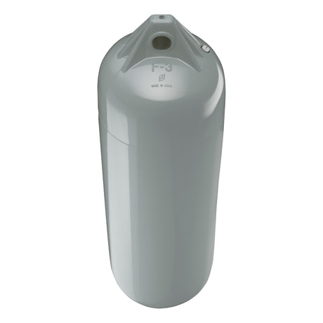 Grey boat fender with Grey-Top, Polyform F-3 angled shot
