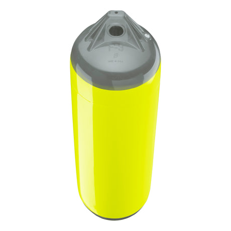 Saturn Yellow boat fender with Grey-Top, Polyform F-3 angled shot