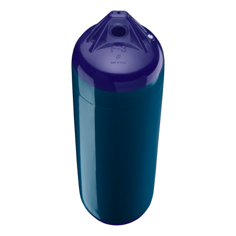 Catalina Blue boat fender with Navy-Top, Polyform F-3 angled shot