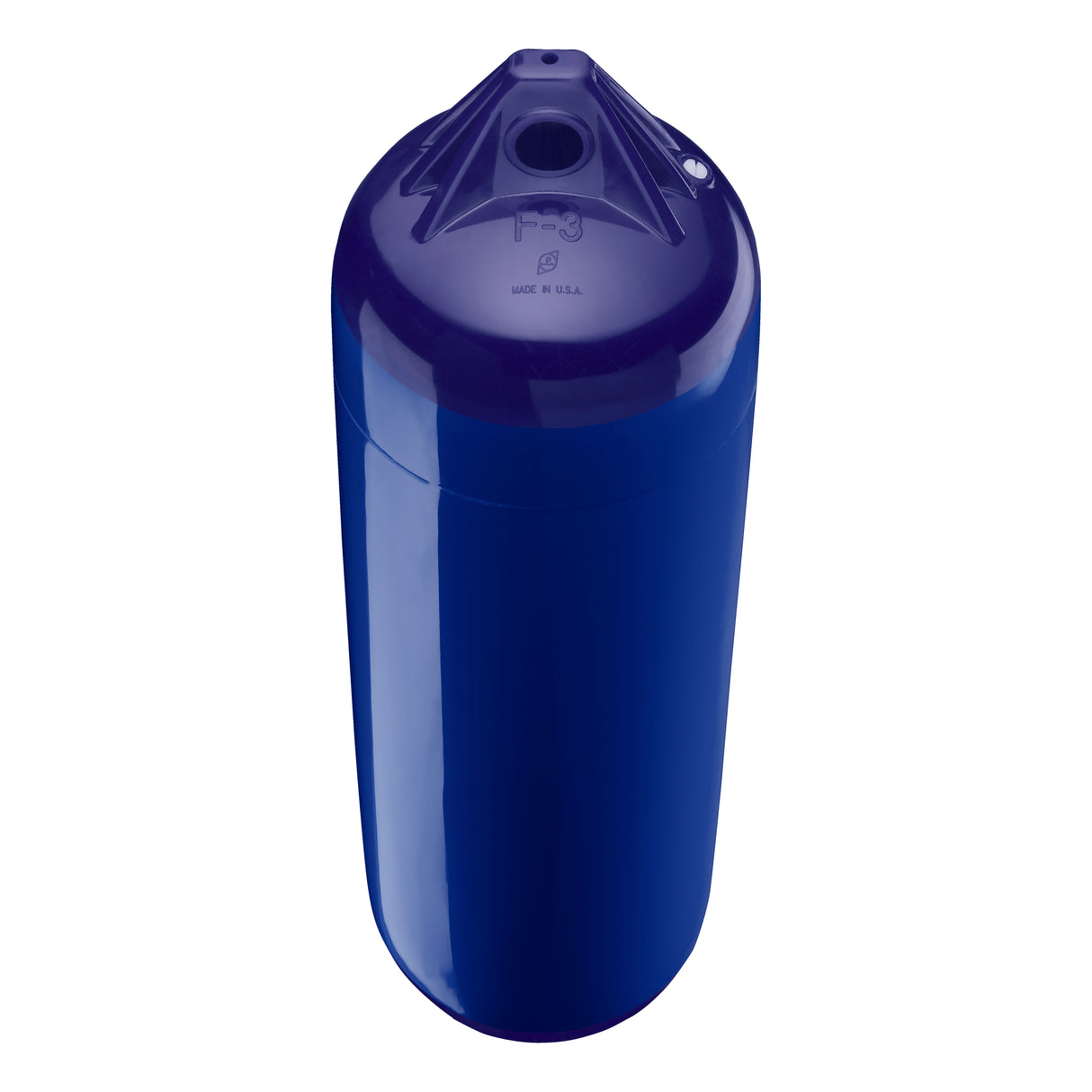 Cobalt Blue boat fender with Navy-Top, Polyform F-3 angled shot