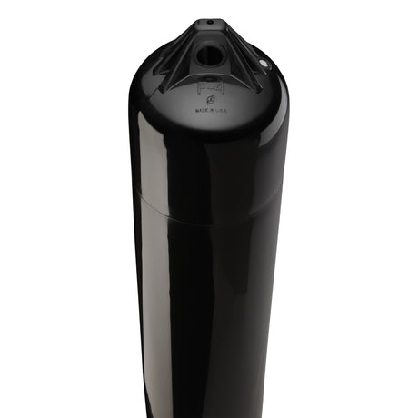 Black boat fender with Black-Top, Polyform F-4 angled shot