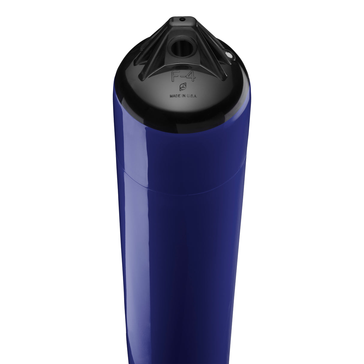 Navy Blue boat fender with Black-Top, Polyform F-4 angled shot