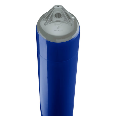 Cobalt Blue boat fender with Grey-Top, Polyform F-4 angled shot