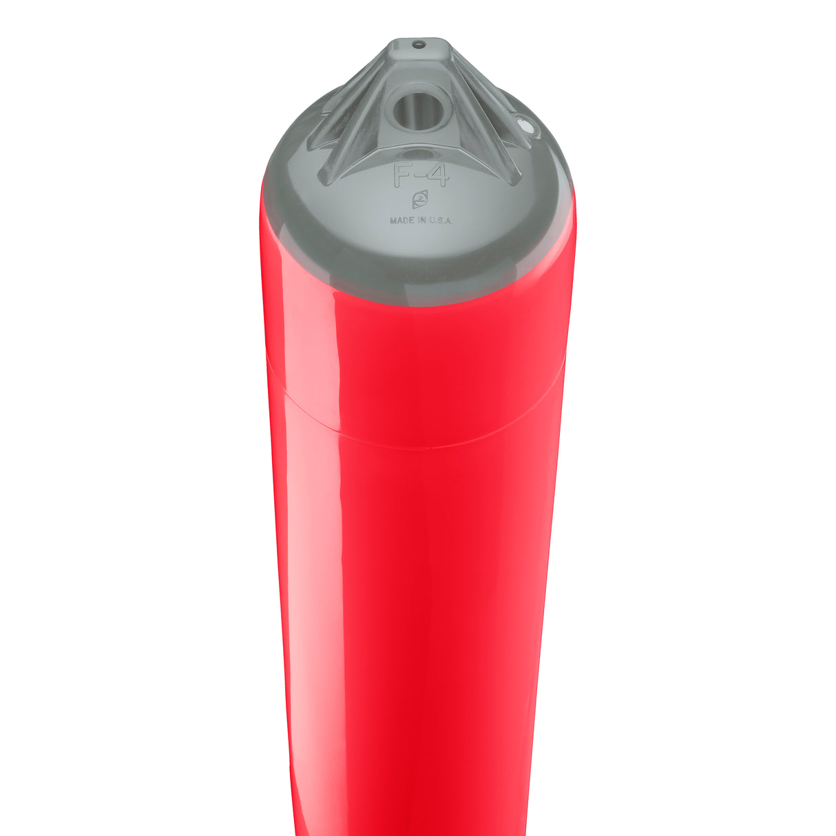 Red boat fender with Grey-Top, Polyform F-4 angled shot