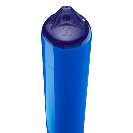 Blue boat fender with Navy-Top, Polyform F-4 angled shot