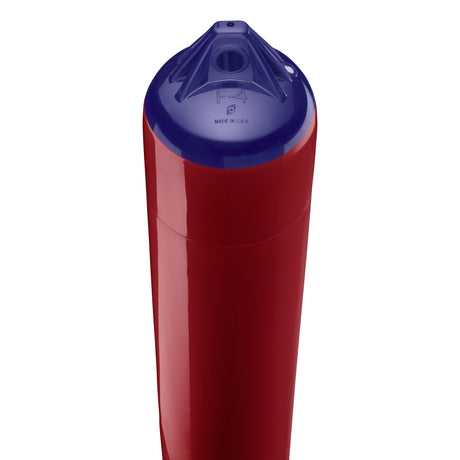 Burgundy boat fender with Navy-Top, Polyform F-4 angled shot
