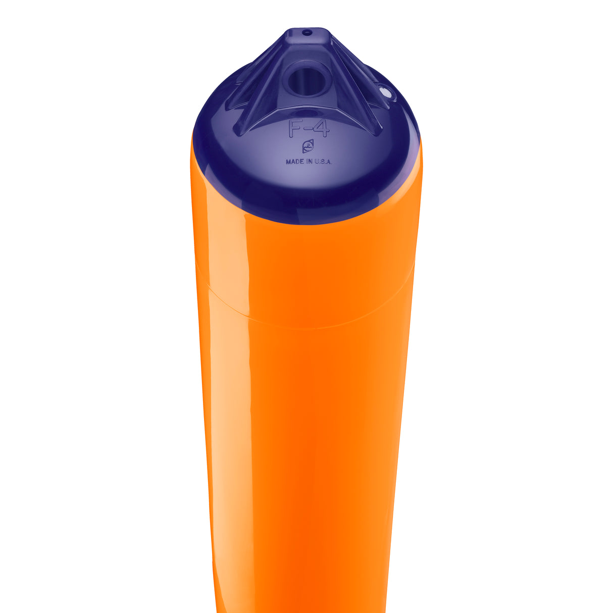 Orange boat fender with Navy-Top, Polyform F-4 angled shot