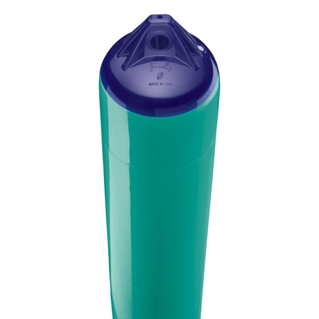 Teal boat fender with Navy-Top, Polyform F-4 angled shot
