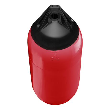 Classic Red boat fender with Black-Top, Polyform F-5 angled shot