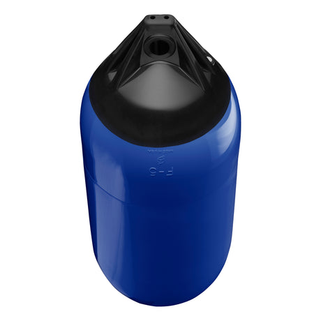 Cobalt Blue boat fender with Black-Top, Polyform F-5 angled shot