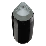 Black boat fender with Grey-Top, Polyform F-5 angled shot