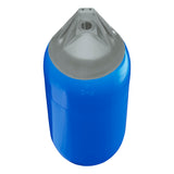 Blue boat fender with Grey-Top, Polyform F-5 angled shot