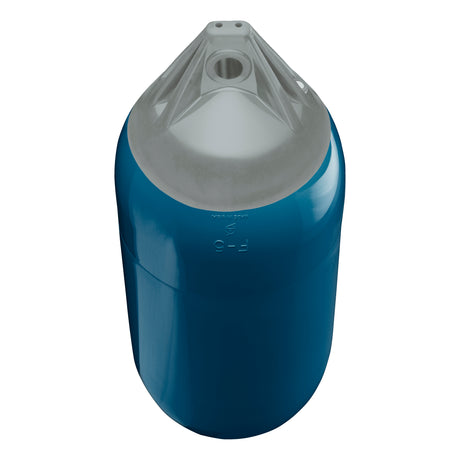Catalina Blue boat fender with Grey-Top, Polyform F-5 angled shot