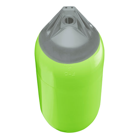 Lime boat fender with Grey-Top, Polyform F-5 angled shot
