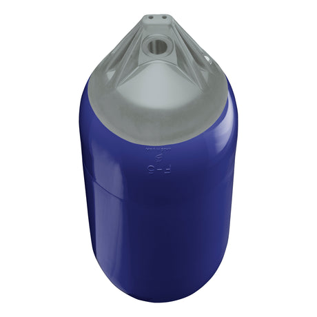 Navy Blue boat fender with Grey-Top, Polyform F-5 angled shot