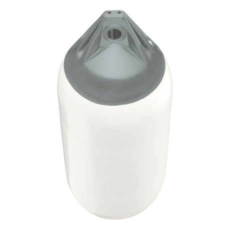 White boat fender with Grey-Top, Polyform F-5 angled shot