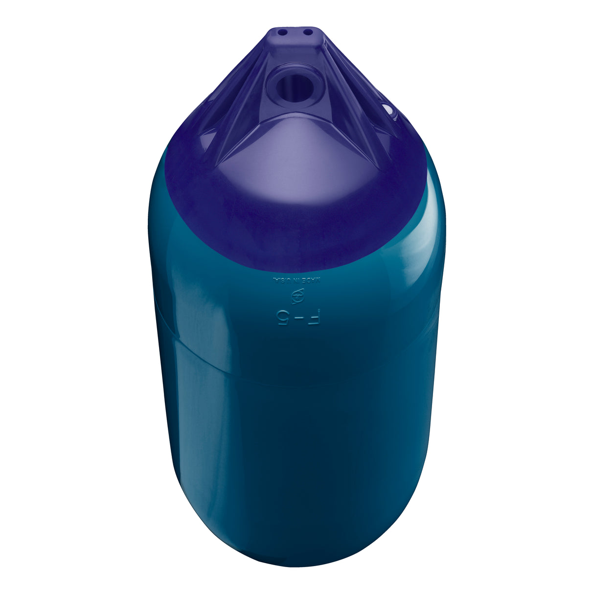 Catalina Blue boat fender with Navy-Top, Polyform F-5 angled shot