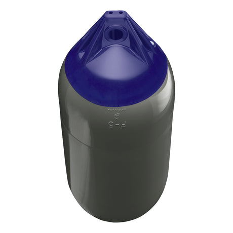 Graphite boat fender with Navy-Top, Polyform F-5 angled shot