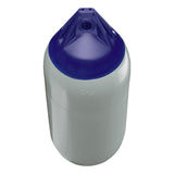 Grey boat fender with Navy-Top, Polyform F-5 angled shot
