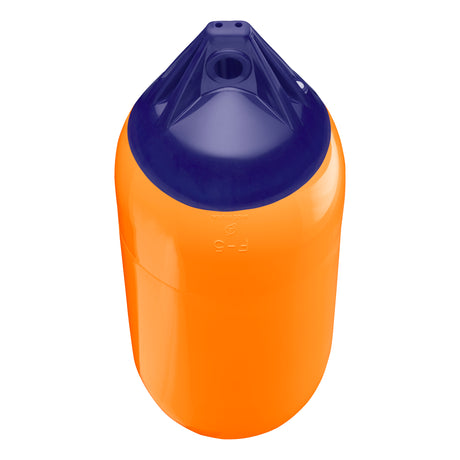 Orange boat fender with Navy-Top, Polyform F-5 angled shot